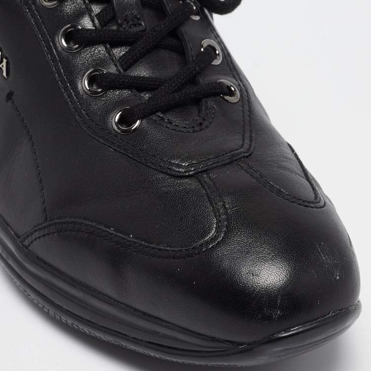 Pre Owned Prada Sport Black Leather Low Top Sneakers Size 39