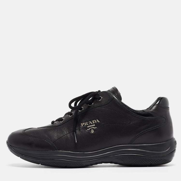 Pre Owned Prada Sport Black Leather Low Top Sneakers Size 39