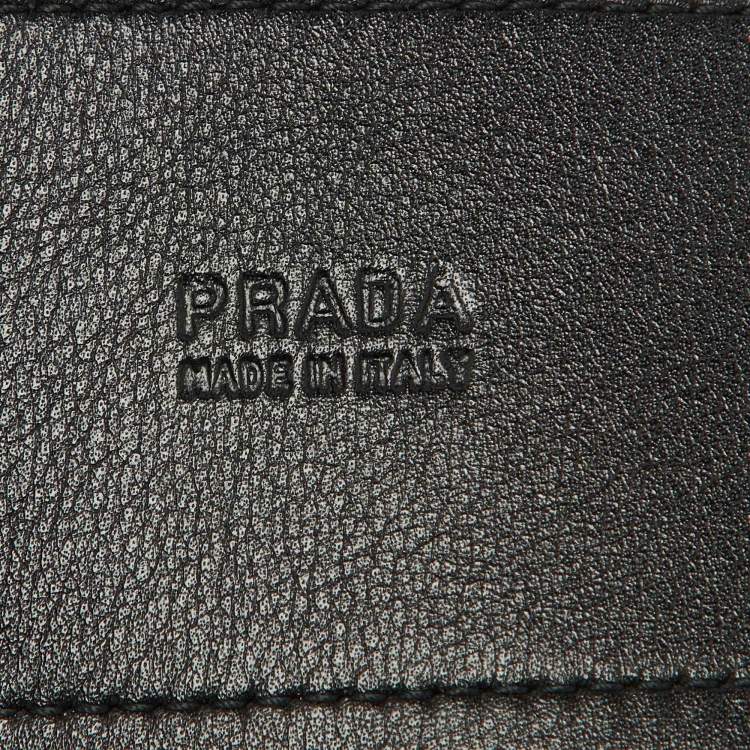 Pre Owned Prada Black Leather Wide Waist Belt 80CM