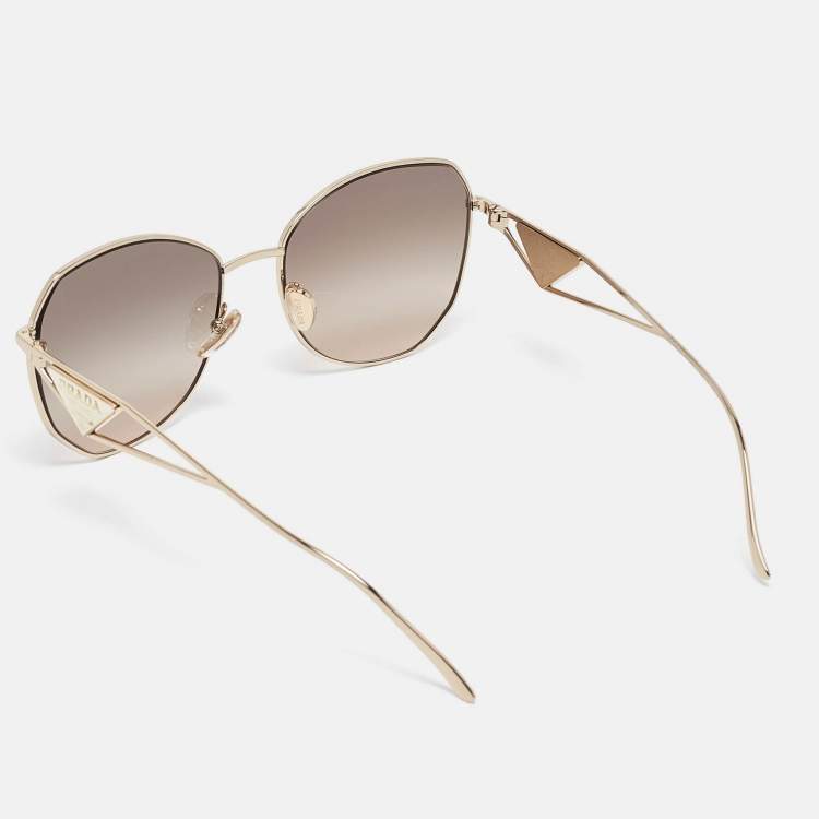 Pre Owned Prada Gold Gradient SPR57Y Logo Square Sunglasses
