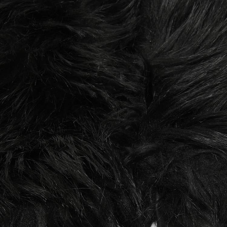 Pre Owned Prada Black Faux Fur and Genuine Leather Gloves 