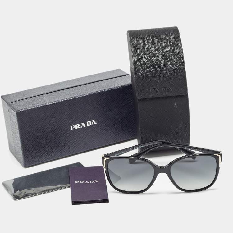 Pre Owned Prada Black Gradient SPR01O Polarized Frame Square Sunglasses