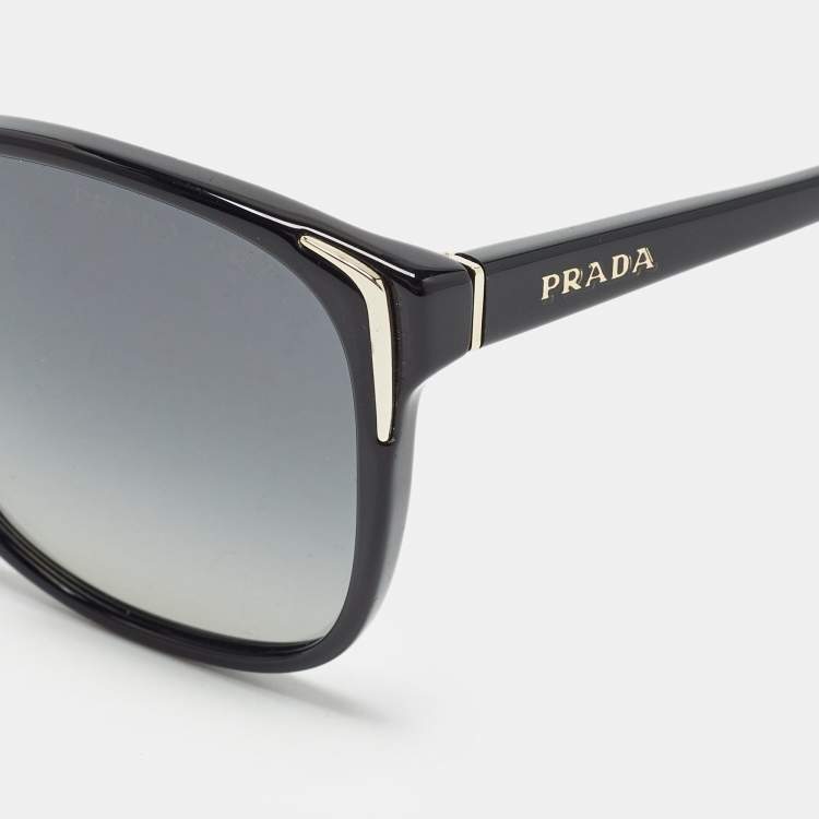 Pre Owned Prada Black Gradient SPR01O Polarized Frame Square Sunglasses