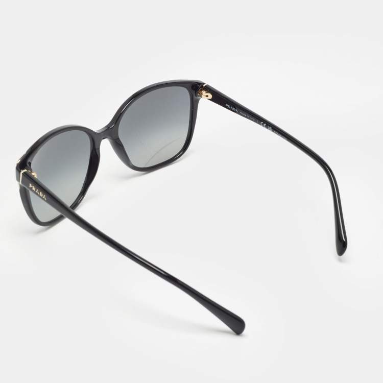 Pre Owned Prada Black Gradient SPR01O Polarized Frame Square Sunglasses