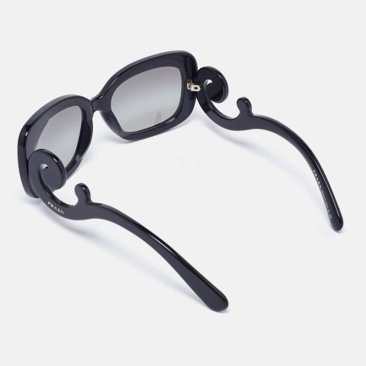 Pre Owned Prada Black/Grey Gradient SPR27O Baroque Rectangle Sunglasses