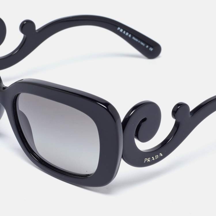 Pre Owned Prada Black/Grey Gradient SPR27O Baroque Rectangle Sunglasses