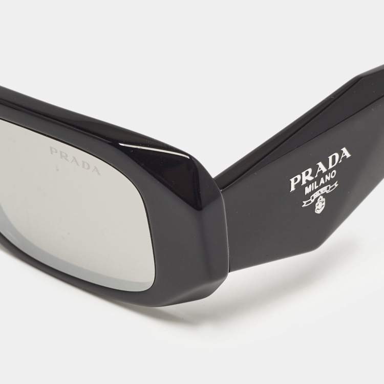 Pre Owned Prada Black Mirror SPR17W Symbole Geometric Sunglasses