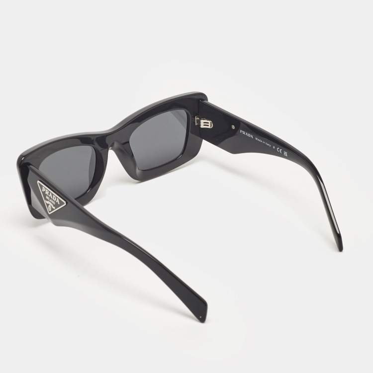 Pre Owned Prada Black SPR 13Z  Symbole Rectangular Sunglasses
