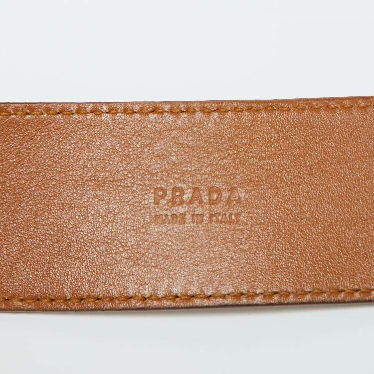 Pre Owned Prada Metallic Gold Leather Waist Belt 80CM