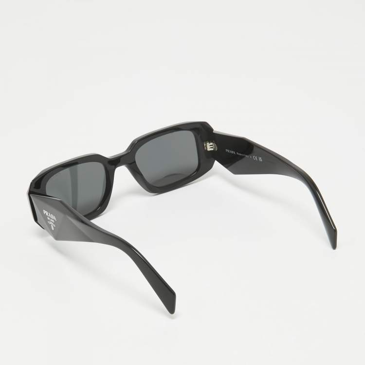 Pre Owned Prada Black SPR 17W Symbole Rectangular Sunglasses 