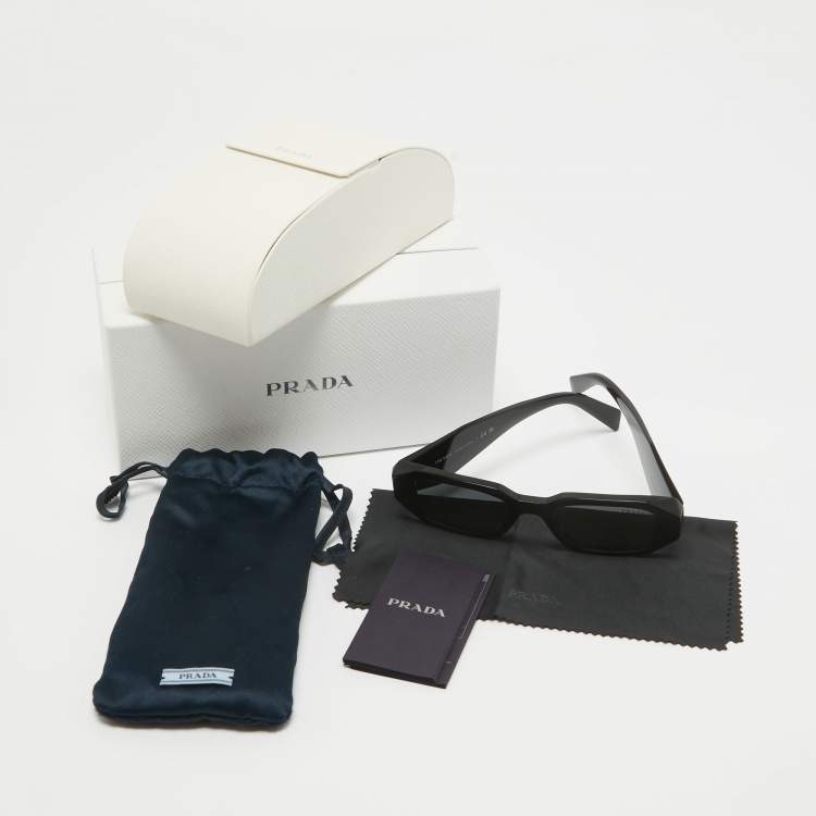 Pre Owned Prada Black SPR 17W Symbole Rectangular Sunglasses 