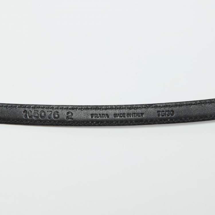 Pre Owned Prada Black Patent Leather Bow Skinny Waist Belt 75CM