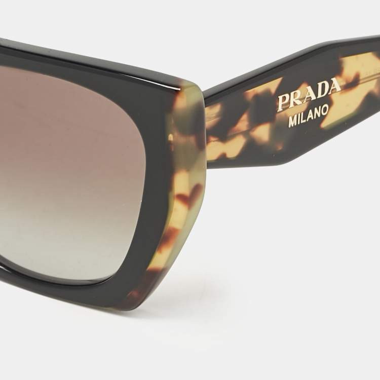 Pre Owned Prada Brown Tortoise Gradient SPR15W Cat Eye Sunglasses 