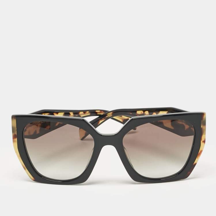 Pre Owned Prada Brown Tortoise Gradient SPR15W Cat Eye Sunglasses 