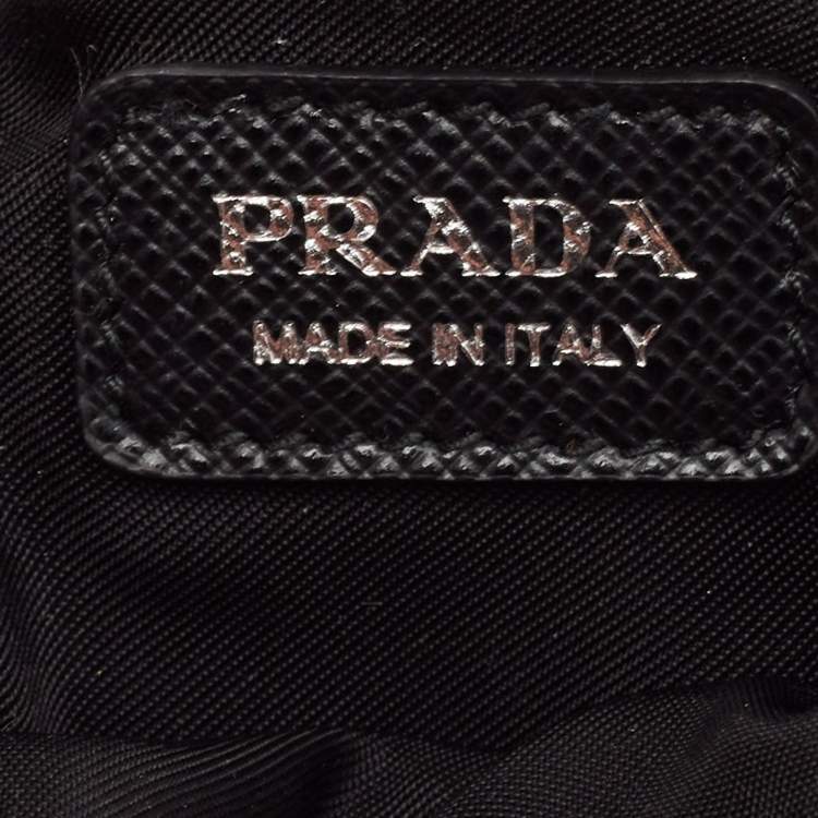 Pre Owned Prada Black Nylon Double Ring Pouch Detail Belt 80CM