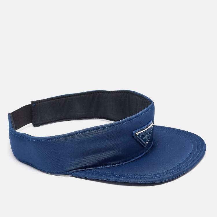 Prada Blue Enameled Metal Triangle Logo Nylon Visor M Prada The Luxury Closet