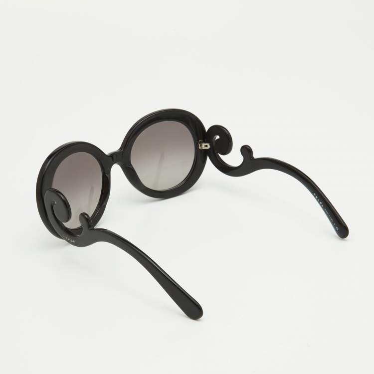Pre Owned Prada Black Gradient SPR27N Baroque Round Sunglasses