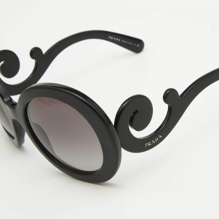 Pre Owned Prada Black Gradient SPR27N Baroque Round Sunglasses