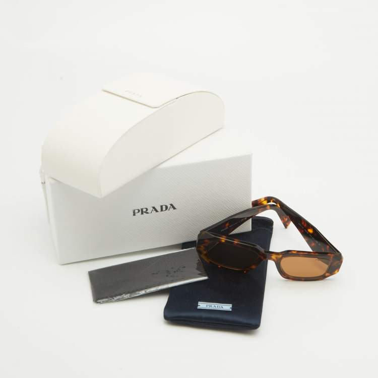 Pre Owned Prada Tortoise Brown Gradient SPR17W Symbole Rectangular Sunglasses