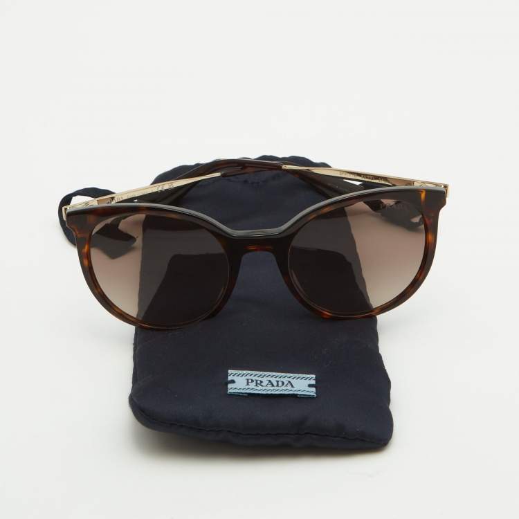 Pre Owned Prada Havana Brown Gradient SPR11W Cat Eye Sunglasses
