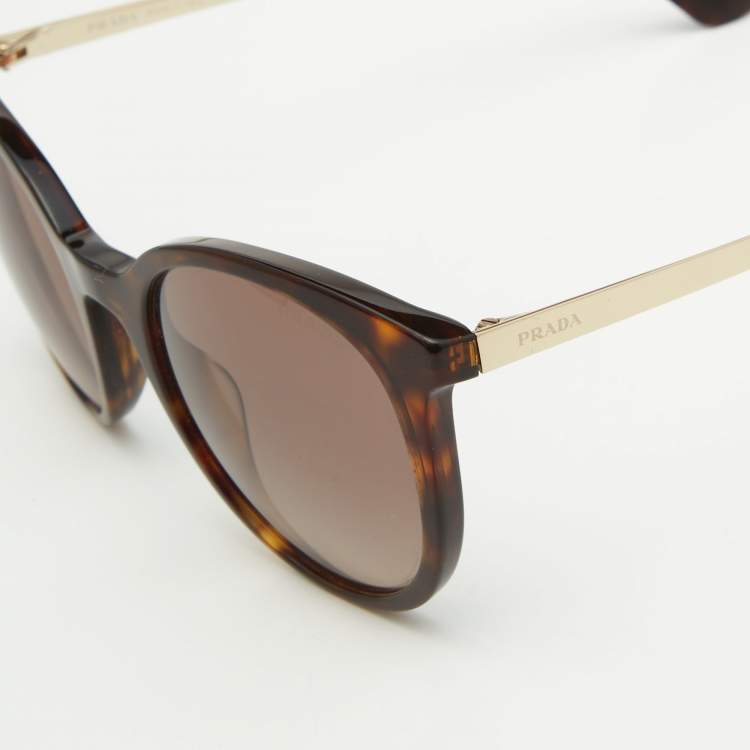 Pre Owned Prada Havana Brown Gradient SPR11W Cat Eye Sunglasses