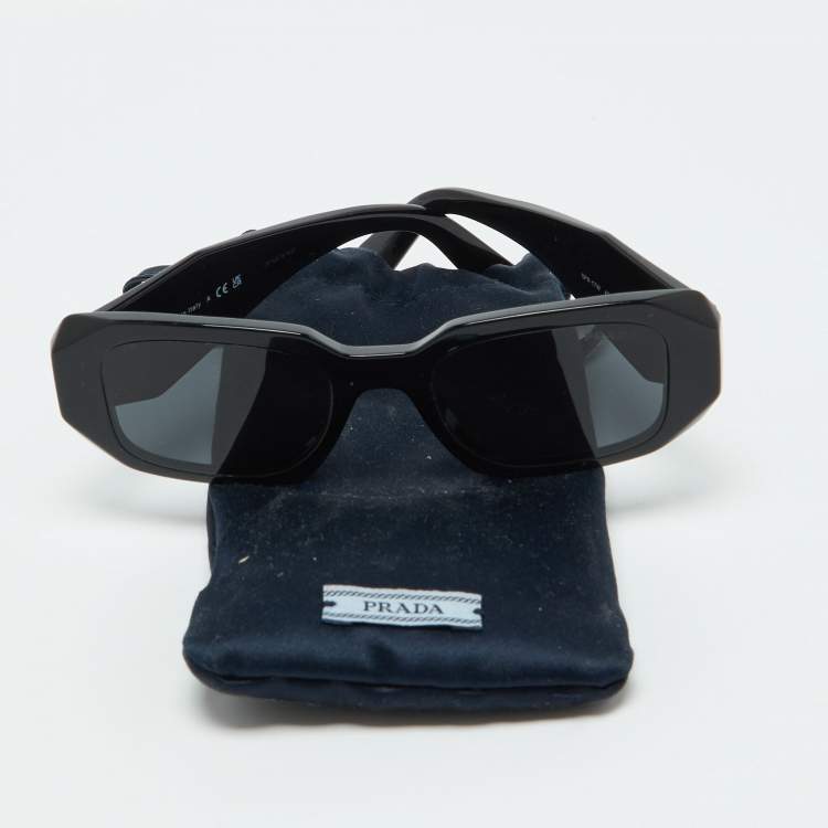 Pre Owned Prada Black/Slate Grey SPR17W Symbole Rectangular Sunglasses