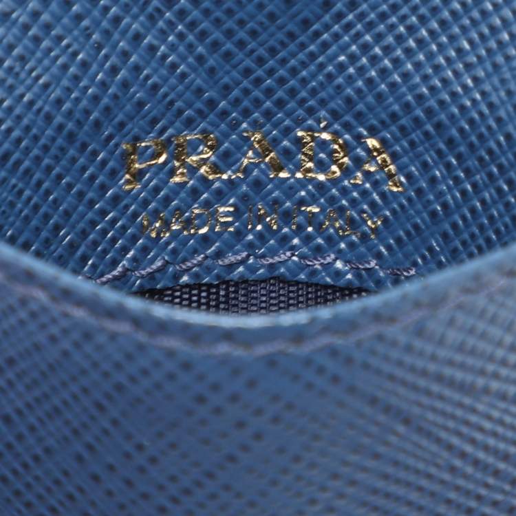 Pre Owned Prada Blue Saffiano Leather ID Badge Holder