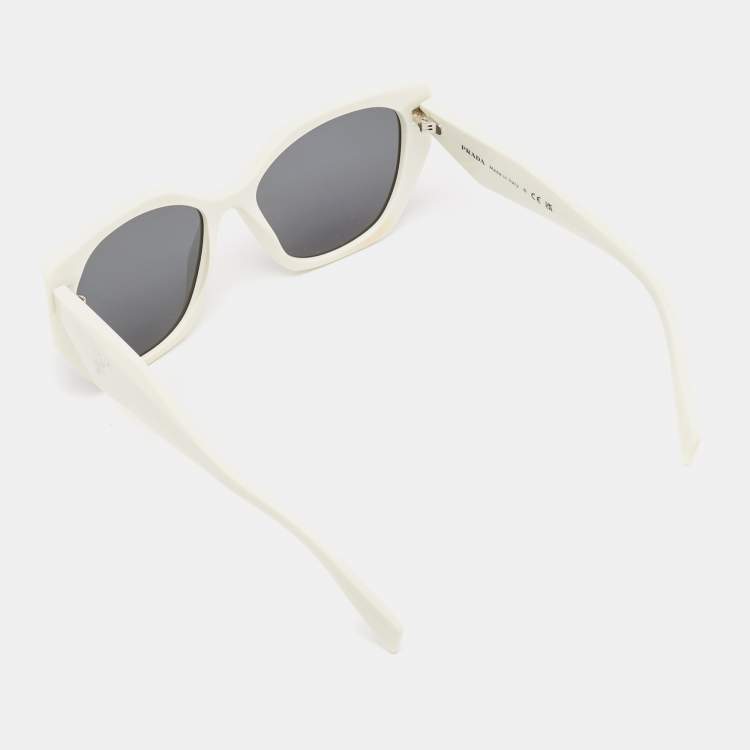 Pre Owned Prada White/Black SPR 19Z Square Sunglasses