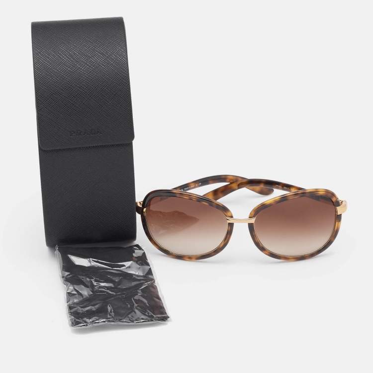 Pre Owned Prada Tortoise Brown Gradient SPR62L Butterfly Sunglasses