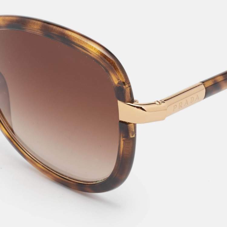 Pre Owned Prada Tortoise Brown Gradient SPR62L Butterfly Sunglasses