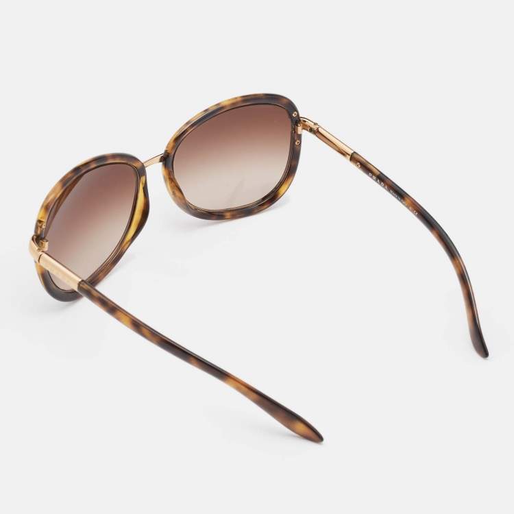 Pre Owned Prada Tortoise Brown Gradient SPR62L Butterfly Sunglasses