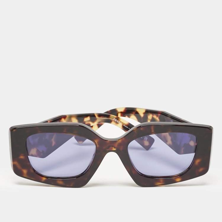 Pre Owned Prada Black Tortoise Brown SPR 15Y Cat Eye Sunglasses