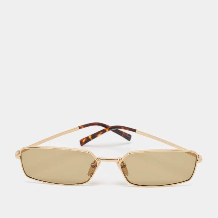 Pre Owned Prada Tortoise Brown/Gold SPR A60 Rectangular Sunglasses