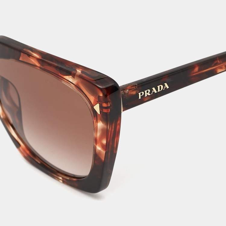 Pre Owned Prada Tortoise Brown Gradient SPR 23Z Square Sunglasses