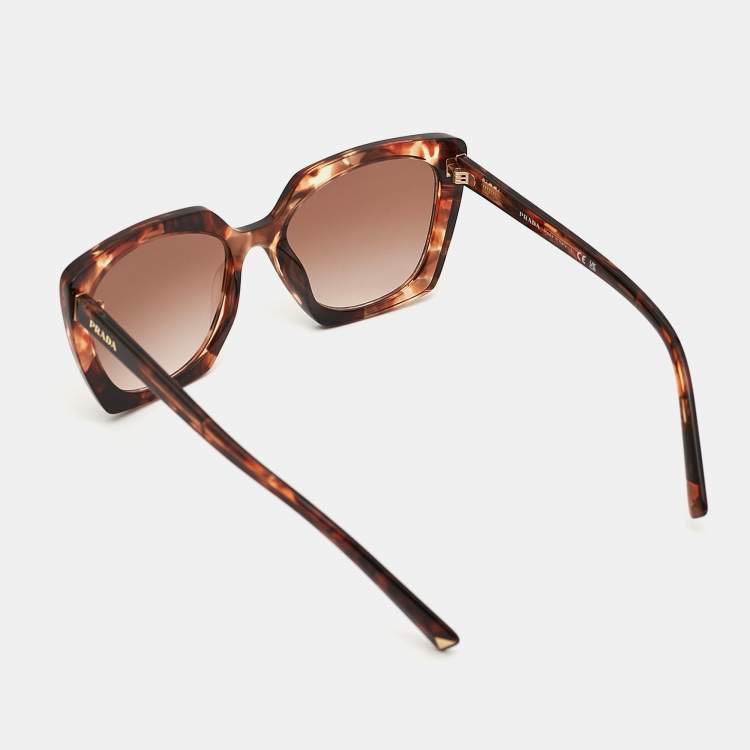 Pre Owned Prada Tortoise Brown Gradient SPR 23Z Square Sunglasses