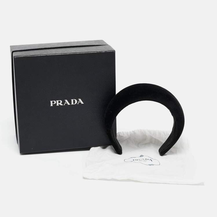 Pre Owned Prada Black Velvet Wide Headband 
