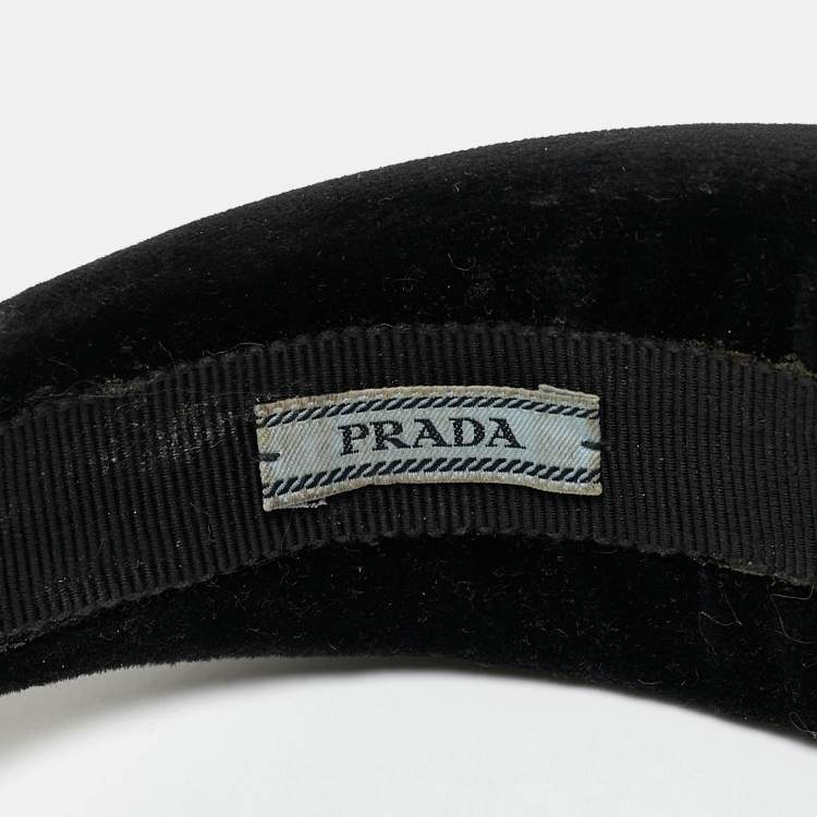 Pre Owned Prada Black Velvet Wide Headband 