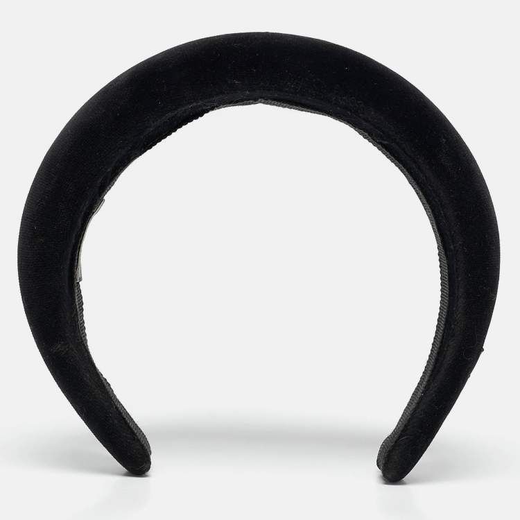 Pre Owned Prada Black Velvet Wide Headband 