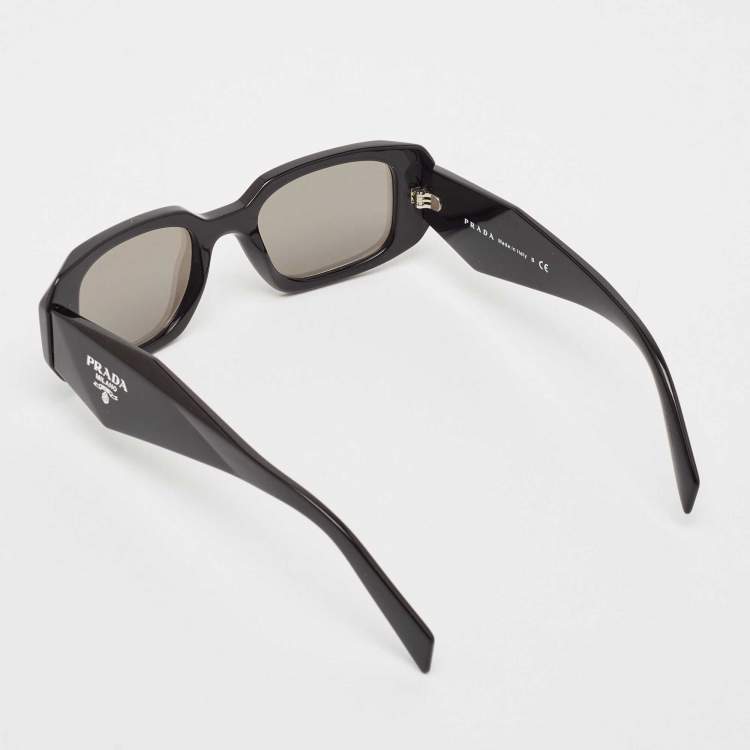 Pre Owned Prada Black/Silver Mirrored SPR17W Symbole Geometric Sunglasses