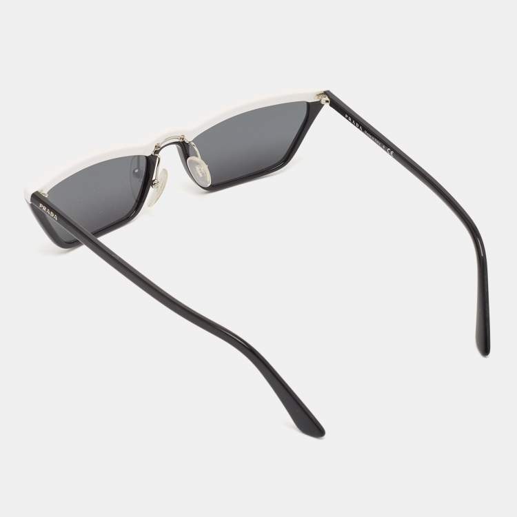 Pre Owned Prada Black/White SPR 19U Cat Eye Sunglasses