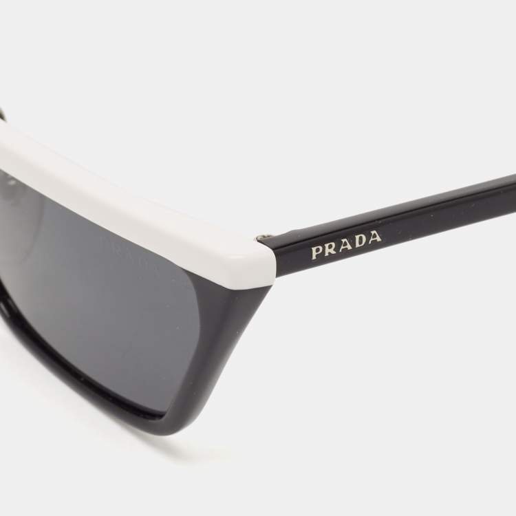 Pre Owned Prada Black/White SPR 19U Cat Eye Sunglasses