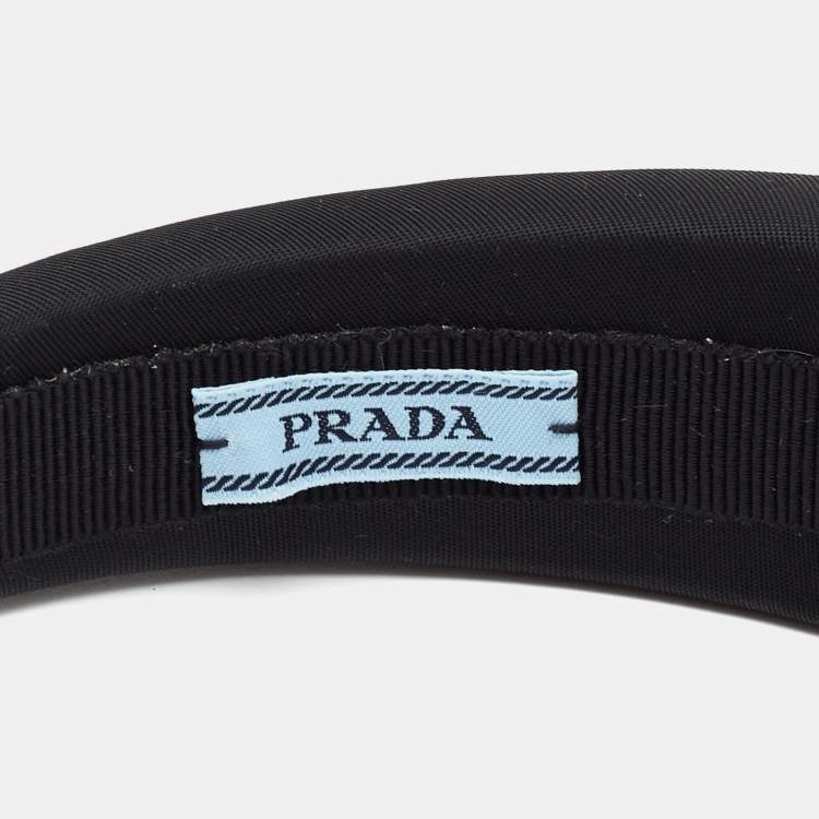 Pre Owned Prada Black Trinangle Logo Re-Nylon Head Band 