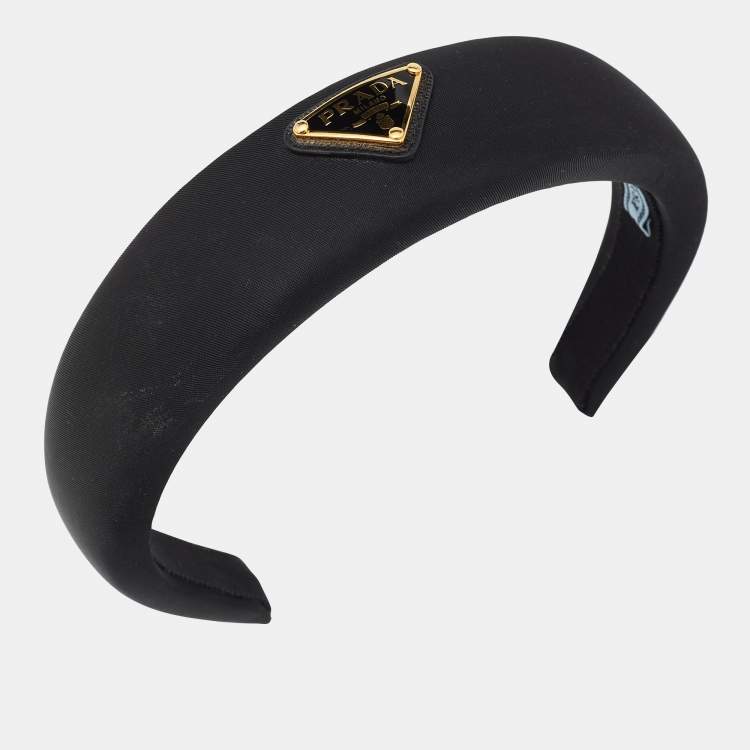 Pre Owned Prada Black Trinangle Logo Re-Nylon Head Band 