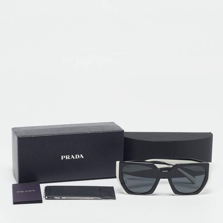 Pre Owned Prada  Black Black/White SPR15W Sunglasses