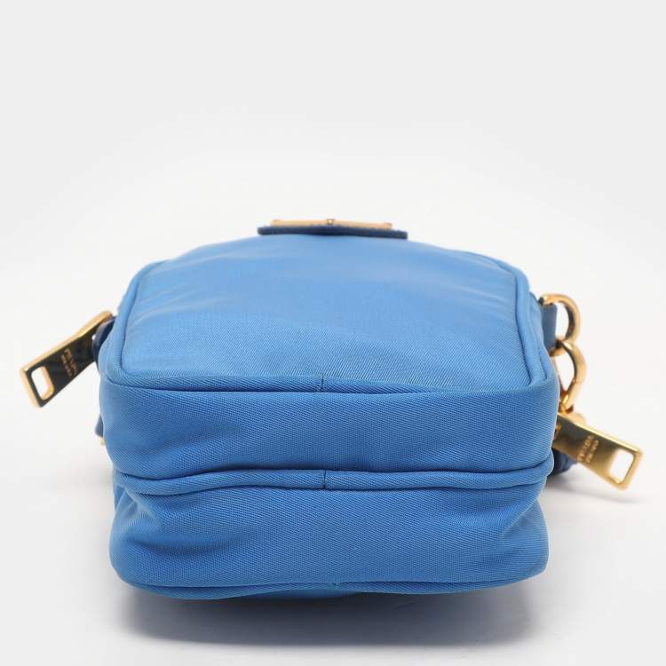 Pre Owned Prada Blue Nylon Crossbody Phone Case