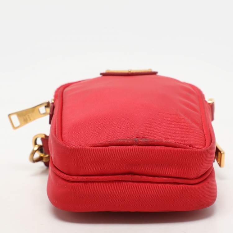 Pre Owned Prada Red Nylon Crossbody Phone Case