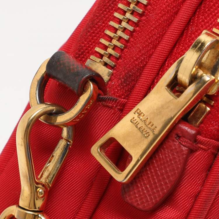Pre Owned Prada Red Nylon Crossbody Phone Case