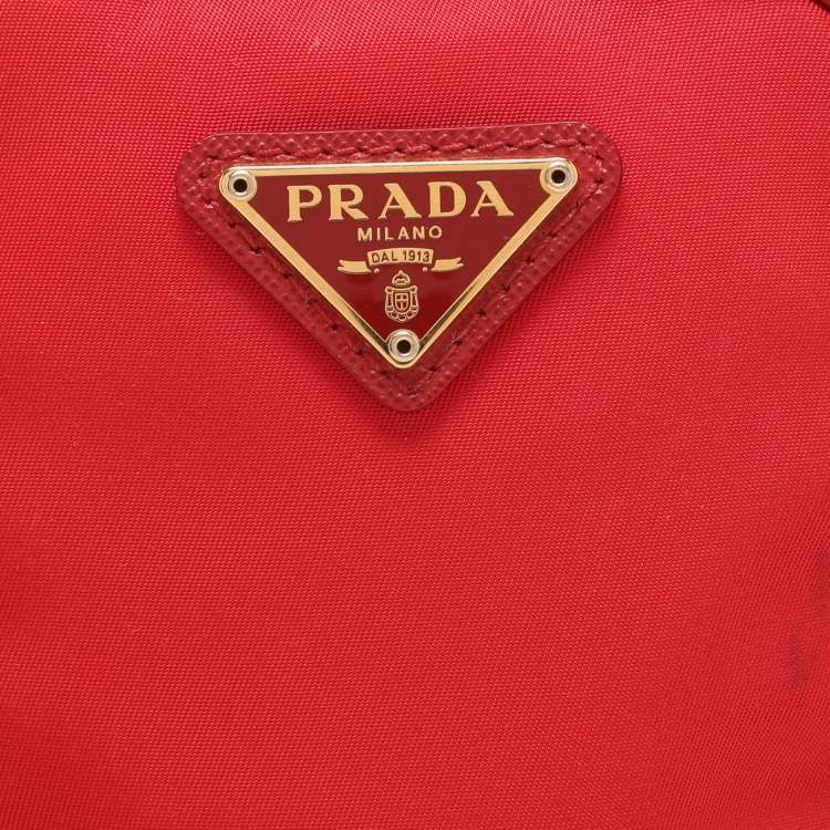 Pre Owned Prada Red Nylon Crossbody Phone Case