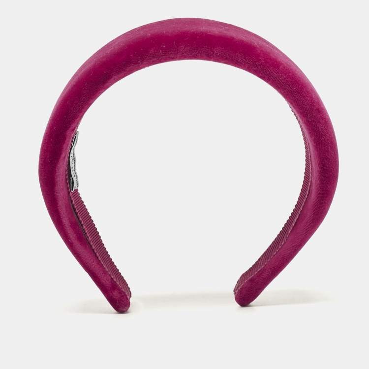 Pre Owned Prada Pink Velvet Wide Headband 