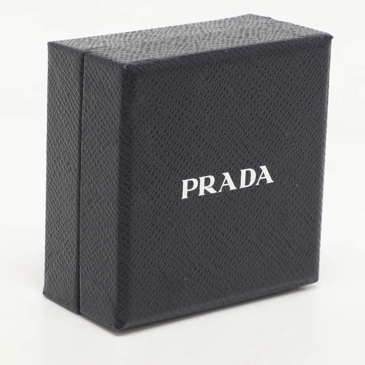 Pre Owned Prada Burgundy Triangle Logo Key Chain